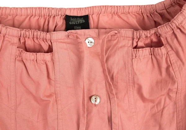 ジャンポールゴルチエ ファムJean Paul GAULTIER FEMME ネックギャザー5分袖ブラウス サーモンピンク40 K-72399_004