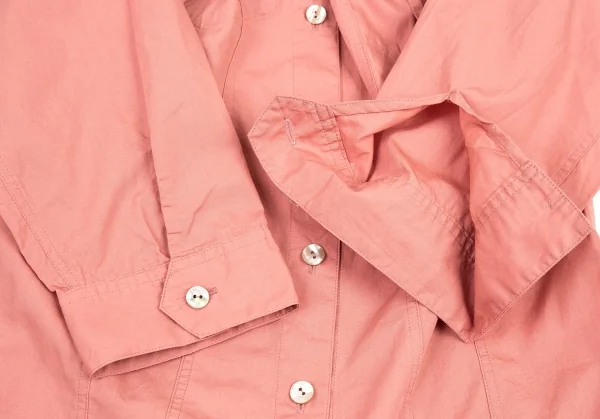 ジャンポールゴルチエ ファムJean Paul GAULTIER FEMME ネックギャザー5分袖ブラウス サーモンピンク40 K-72399_007