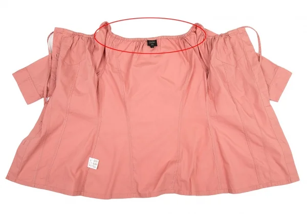 ジャンポールゴルチエ ファムJean Paul GAULTIER FEMME ネックギャザー5分袖ブラウス サーモンピンク40 K-72399_009