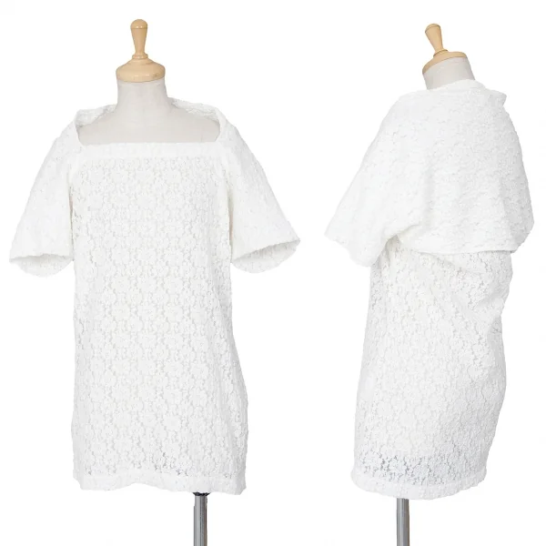 トリココムデギャルソンtricot COMME des GARCONS ストレッチレーススクエアネックカットソー オフM位 K-72407_001