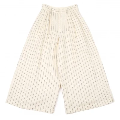 トリココムデギャルソンtricot COMME des GARCONSリネンウールピンストライプワイドパンツ オフ紺
