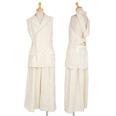 トリココムデギャルソンtricot COMME des GARCONS リネンウールピンストライプセットアップ オフ紺