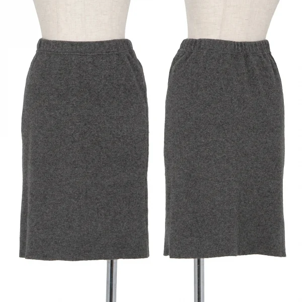 トリココムデギャルソンtricot COMME des GARCONS ウールナイロンリブニットスカート チャコールM位 K-72426_001