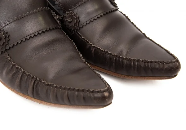 ジャンポールゴルチエJean Paul GAULTIER PARIS ピンキングカットポインテッドトゥローファー ブラウン24 K-72475_011