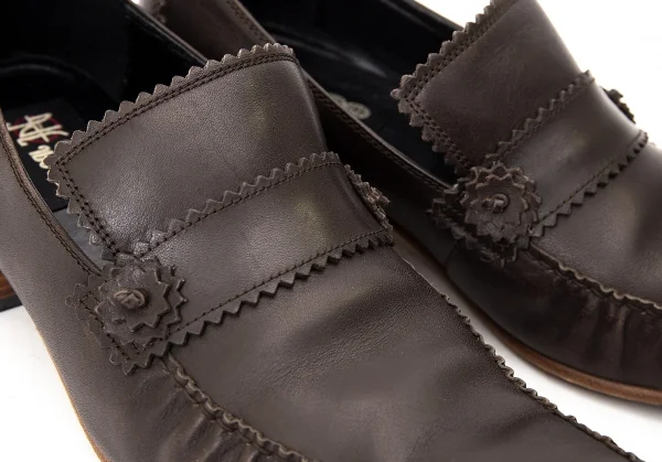ジャンポールゴルチエJean Paul GAULTIER PARIS ピンキングカットポインテッドトゥローファー ブラウン24 K-72475_012