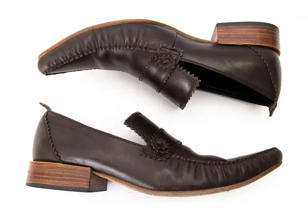 ジャンポールゴルチエJean Paul GAULTIER PARIS ピンキングカットポインテッドトゥローファー ブラウン24 K-72475_003