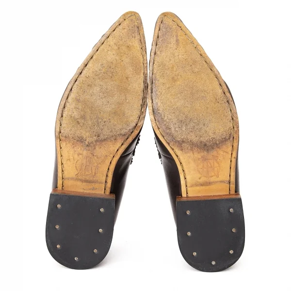 ジャンポールゴルチエJean Paul GAULTIER PARIS ピンキングカットポインテッドトゥローファー ブラウン24 K-72475_009