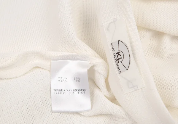 カールラガーフェルドKARL LAGERFELD スクエアネック半袖ワンピース 白グレー38 K-72546_015