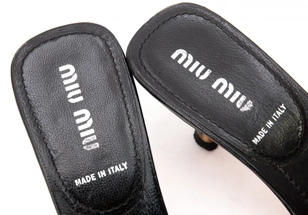 ミュウミュウMIU MIU レザーミュール 35（22.5位） 黒35(22.5位) (K-72548)