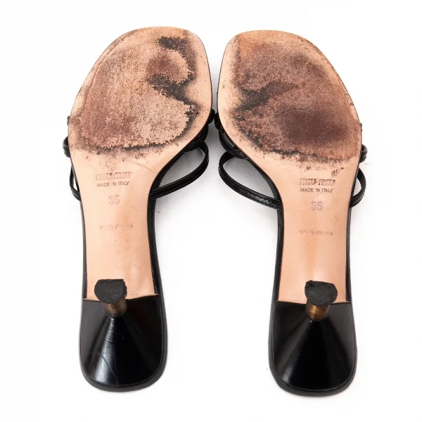 ミュウミュウMIU MIU レザーミュール 35（22.5位） 黒35(22.5位) (K-72548)