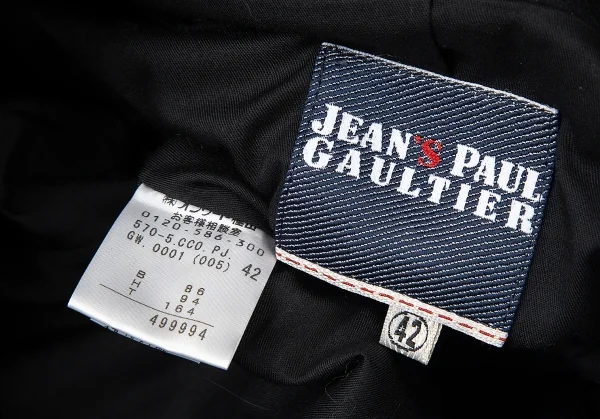 ジーンズポールゴルチエJean's Paul GAULTIER ボタンデザインメルトンウールピーコート 黒42 K-72601_018