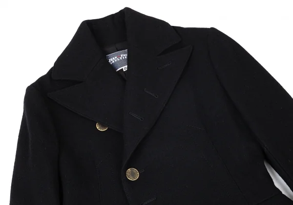 ジーンズポールゴルチエJean's Paul GAULTIER ボタンデザインメルトンウールピーコート 黒42 K-72601_003