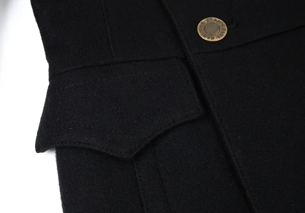 ジーンズポールゴルチエJean's Paul GAULTIER ボタンデザインメルトンウールピーコート 黒42 K-72601_009