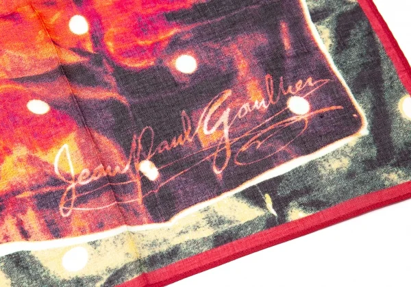 新品!ジャンポールゴルチエJean Paul GAULTIER グラフィックプリントハンカチ ワインカーキ K-72616_003