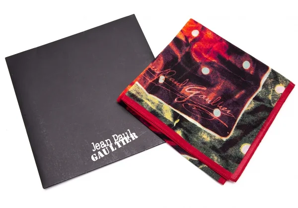 新品!ジャンポールゴルチエJean Paul GAULTIER グラフィックプリントハンカチ ワインカーキ K-72616_005