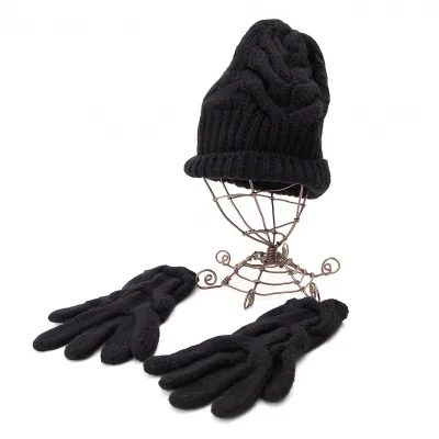 ワイズY's ウールケーブルニットグローブ&ニットキャップ