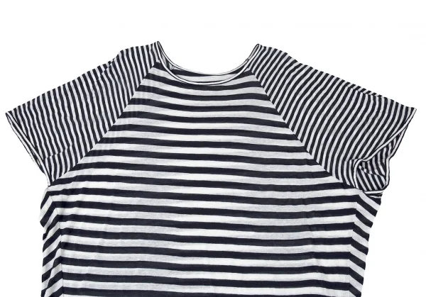 ワイズY's ボーダー切替ビッグシルエットラグランカットソー 紺オフ2 K-72718_003