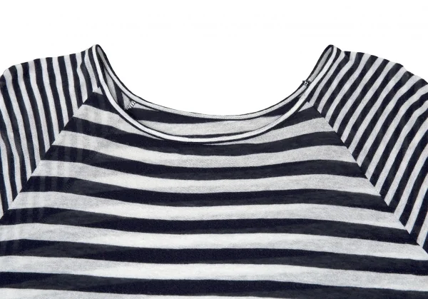 ワイズY's ボーダー切替ビッグシルエットラグランカットソー 紺オフ2 K-72718_004