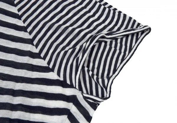 ワイズY's ボーダー切替ビッグシルエットラグランカットソー 紺オフ2 K-72718_005