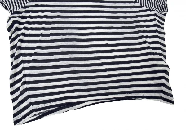 ワイズY's ボーダー切替ビッグシルエットラグランカットソー 紺オフ2 K-72718_006