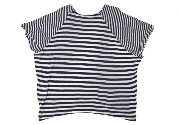 ワイズY's ボーダー切替ビッグシルエットラグランカットソー 紺オフ2 K-72718_008