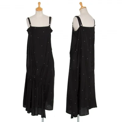 ワイズY's ピンドットプリントラップデザインエプロンワンピース