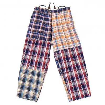 ワイズY's マドラスチェック切替シンチバックワイドパンツ
