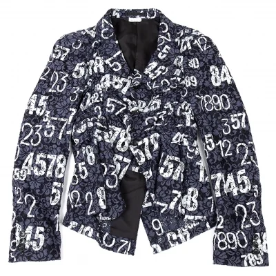 コムデギャルソン オムプリュスCOMME des GARCONS HOMME PLUS ナンバープリントレースシャーリングジャケット 紺白