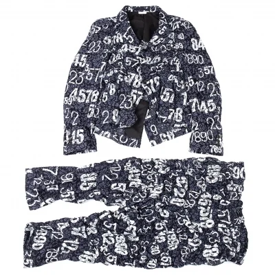 コムデギャルソン オムプリュスCOMME des GARCONS HOMME PLUS ナンバープリントレースシャーリングセットアップ 紺白