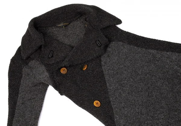 コムデギャルソンCOMME des GARCONSバイカラー斜行プルオーバーニットジャケット 濃淡グレーM K-72907_003