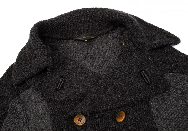 コムデギャルソンCOMME des GARCONSバイカラー斜行プルオーバーニットジャケット 濃淡グレーM K-72907_004