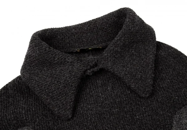 コムデギャルソンCOMME des GARCONSバイカラー斜行プルオーバーニットジャケット 濃淡グレーM K-72907_006