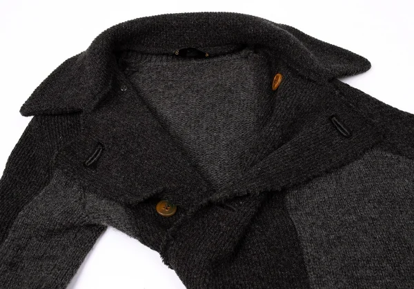 コムデギャルソンCOMME des GARCONSバイカラー斜行プルオーバーニットジャケット 濃淡グレーM K-72907_007