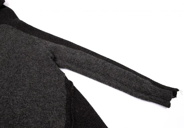 コムデギャルソンCOMME des GARCONSバイカラー斜行プルオーバーニットジャケット 濃淡グレーM K-72907_009