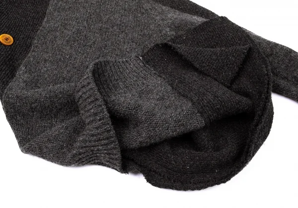 コムデギャルソンCOMME des GARCONSバイカラー斜行プルオーバーニットジャケット 濃淡グレーM K-72907_012
