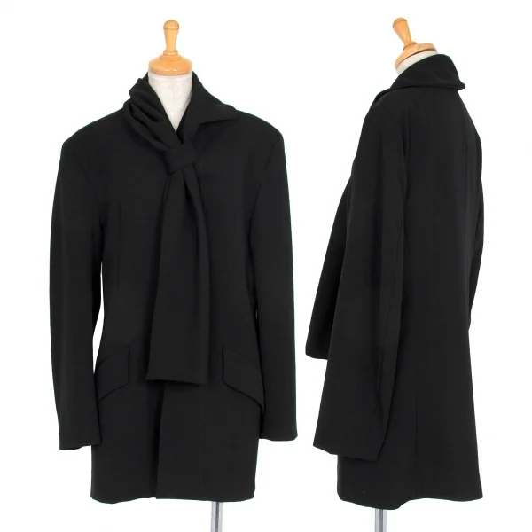 Y's Wool Gabardine Stole Design Jacket Black S-M K-72922_001