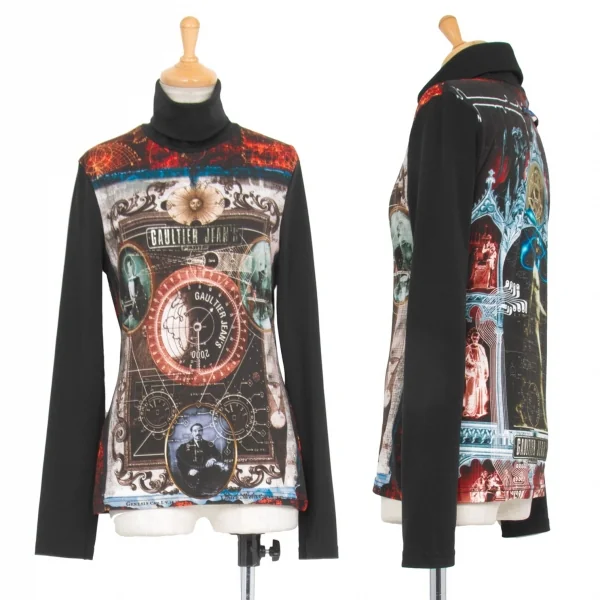 GAULTIER JEAN'S Long High Neck Long T Shirt Black 40 K-73033_001