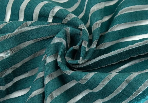 ジャンポールゴルチエ マイユファムJean Paul GAULTIER MAILLE FEMME カッティングボーダー七分袖カットソー エメラルドグリーンS K-73048_013