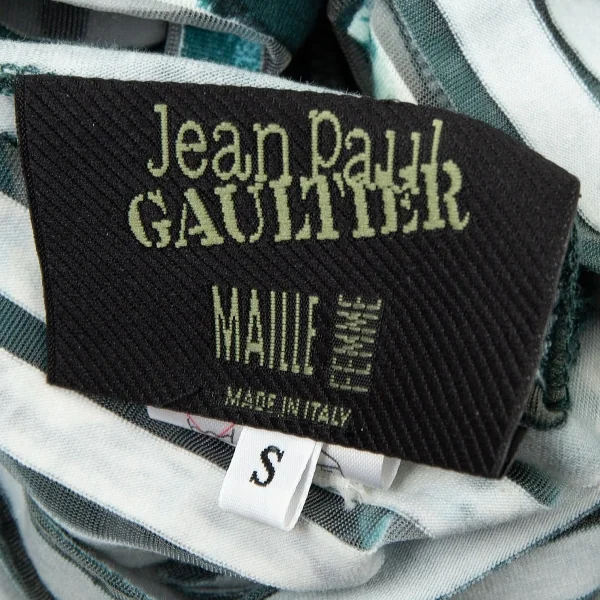 ジャンポールゴルチエ マイユファムJean Paul GAULTIER MAILLE FEMME カッティングボーダー七分袖カットソー エメラルドグリーンS K-73048_017
