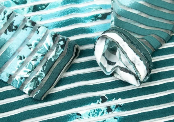ジャンポールゴルチエ マイユファムJean Paul GAULTIER MAILLE FEMME カッティングボーダー七分袖カットソー エメラルドグリーンS K-73048_007