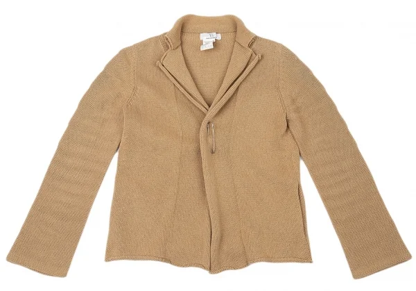 ワイズY's コットンピン留めニットジャケット キャメル3 K-73076_002