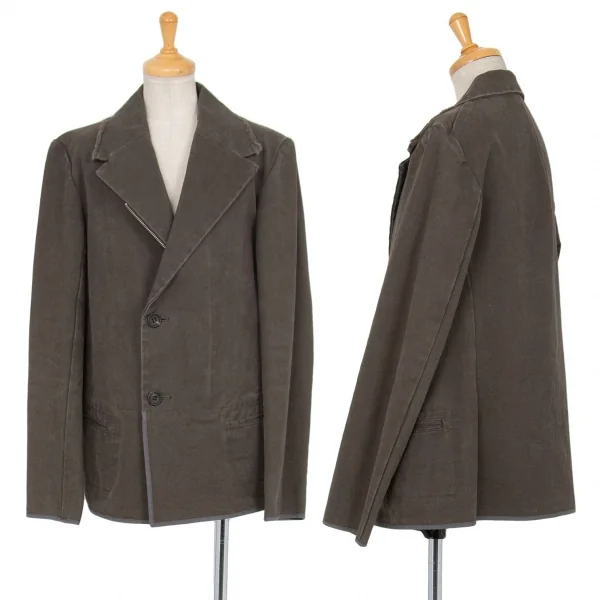 ワイズY's コットンキャンバスジップダブルジャケット 淡カーキ3 K-73078_001