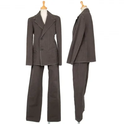 ワイズY's コットンキャンバスジップダブルジャケットセットアップスーツ 淡カーキ