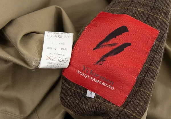 ワイズフォーメンY’s for men 赤ラベル 裏ウールパッチコットンジャケット カーキ2 K-73158_019