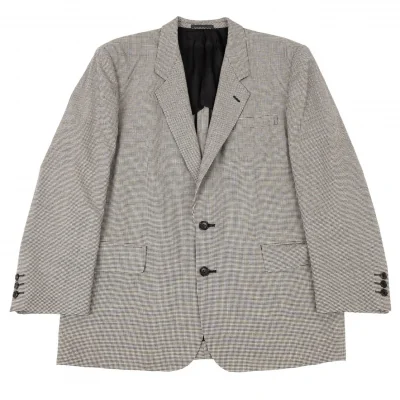 コムデギャルソン オムCOMME des GARCONS HOMME ウールハウンドトゥース2Bジャケット 黒白