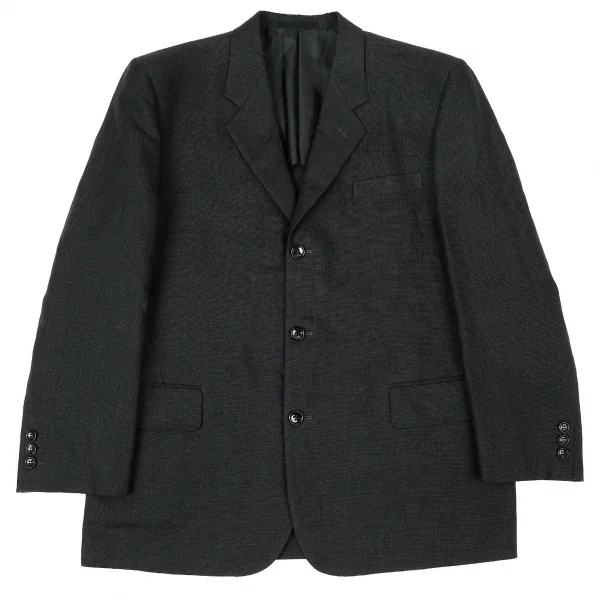 コムデギャルソン オムCOMME des GARCONS HOMME 粗織りリネンウール3Bジャケット チャコールグレーM K-73226_001