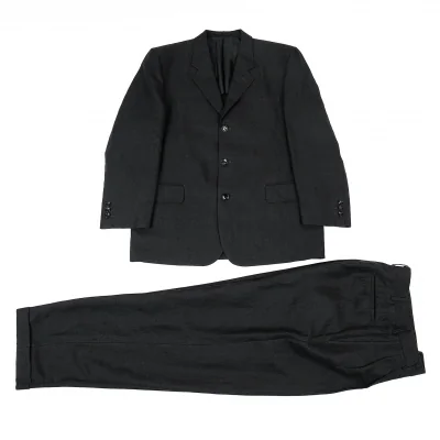 コムデギャルソン オムCOMME des GARCONS HOMME 粗織りリネンウールセットアップスーツ チャコールグレー