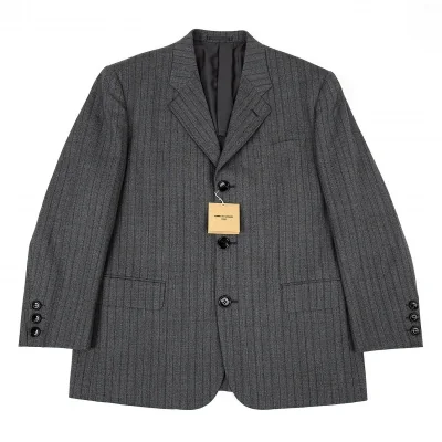 新品!コムデギャルソン オムCOMME des GARCONS HOMME ウールストライプ3Bジャケット グレー紺