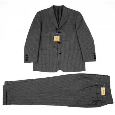 新品!コムデギャルソン オムCOMME des GARCONS HOMME ウールストライプセットアップスーツ グレー紺