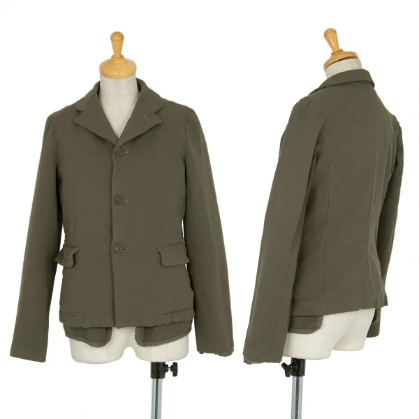 コムコム コムデギャルソンCOMME des GARCONS 製品染めポリ縮ベストレイヤードジャケット カーキXS K-73270_001